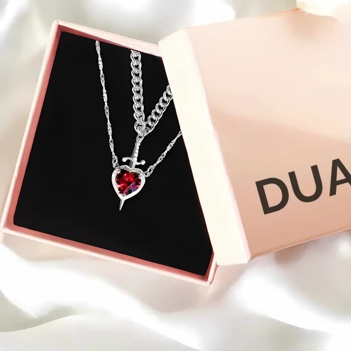 💖 CONJUNTO DE COLLARES CORAZÓN Y ESPADA