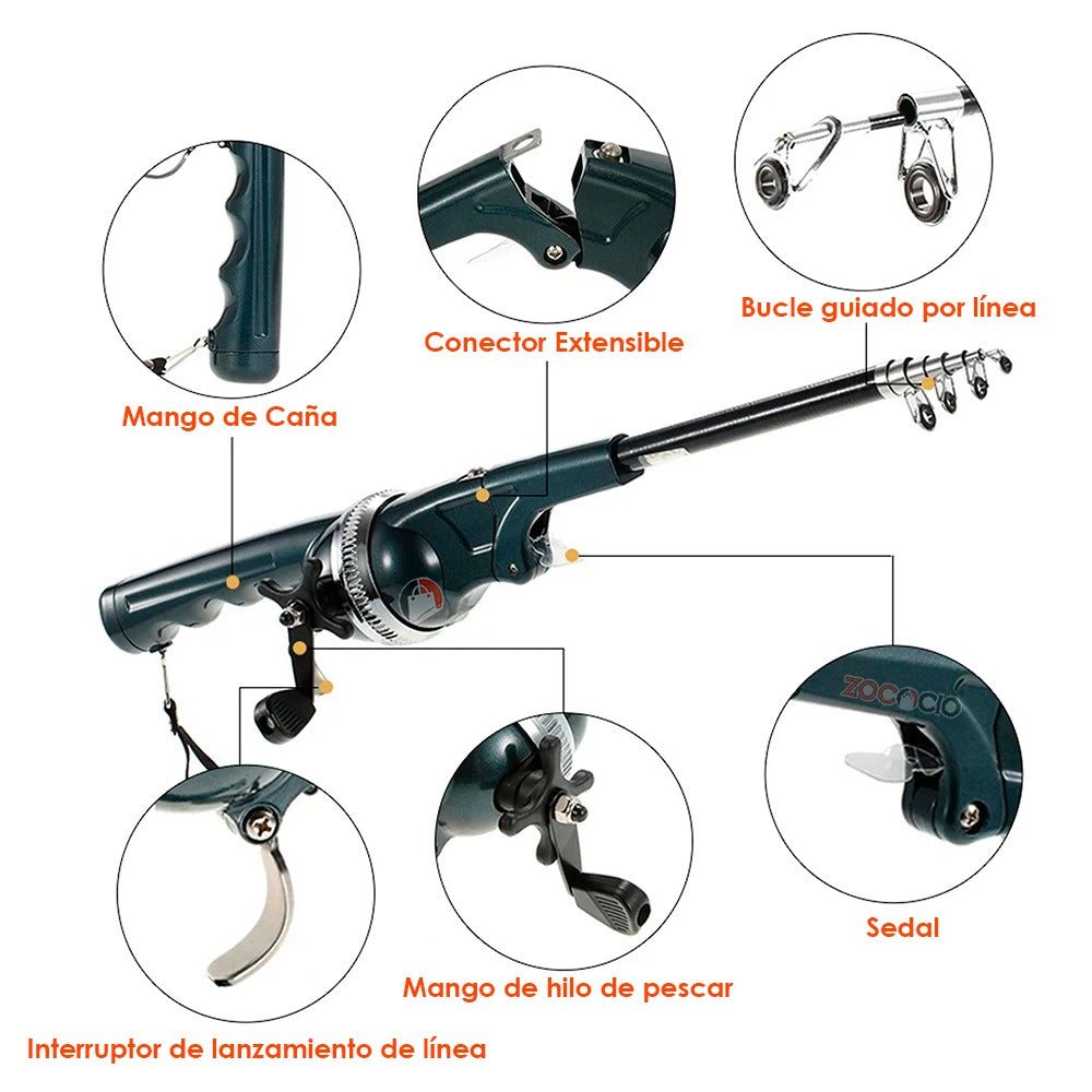 CAÑA DE PESCAR PLEGABLE PORTÁTIL PERFECTA PARA LLEVAR CONTIGO🎣