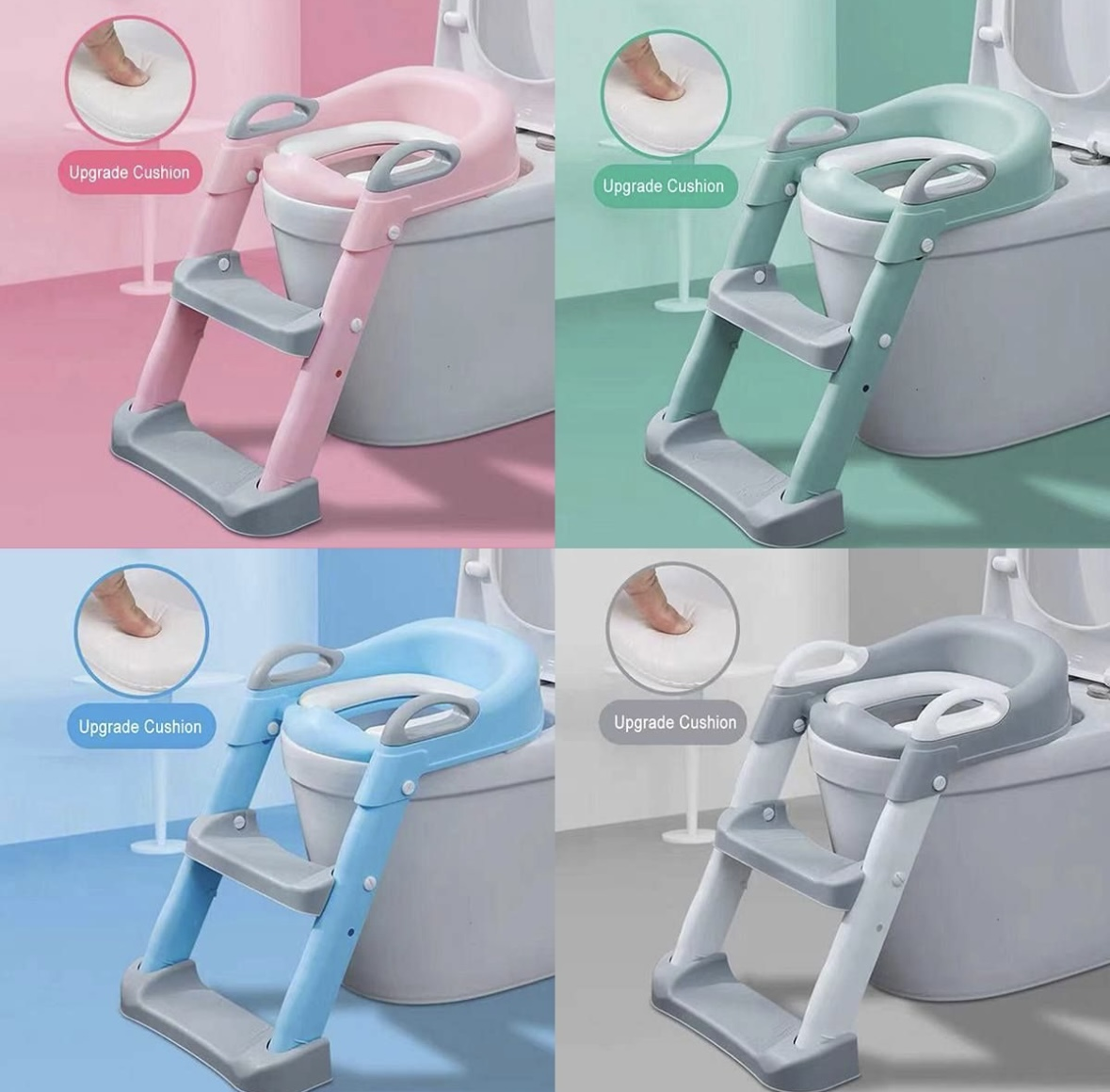 Asiento de inodoro 3 en 1 con escalera