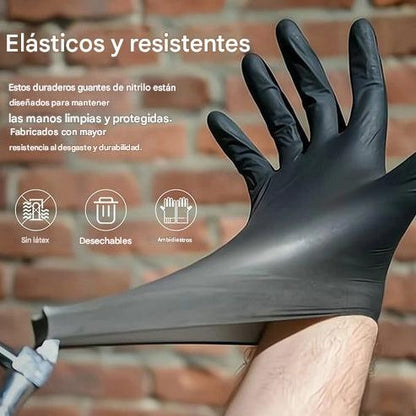100 Guantes desechables de nitrilo, antideslizantes y resistentes a los arañazos.