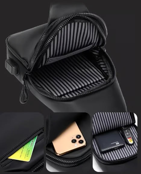 Sling impermeable con USB integrado: tu compañera ideal para ir ligero, seguro y conectado