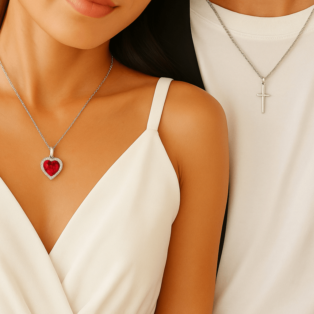 💖 CONJUNTO DE COLLARES CORAZÓN Y ESPADA