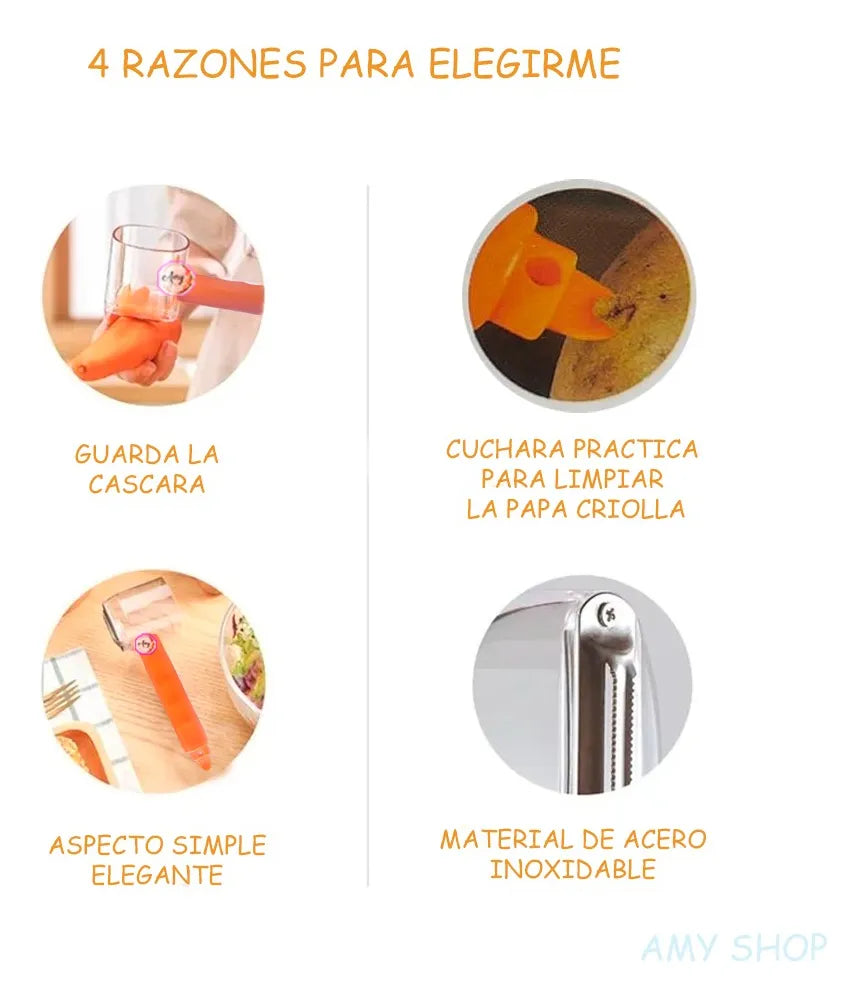 ¡Pela, ralla y recoge sin ensuciar! El pelador 3 en 1 que transforma tu cocina.