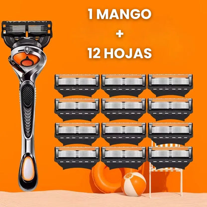 Kit de Afeitadora Premium con 12 Repuestos – Afeitado Perfecto, Cómodo y sin Irritación por Meses