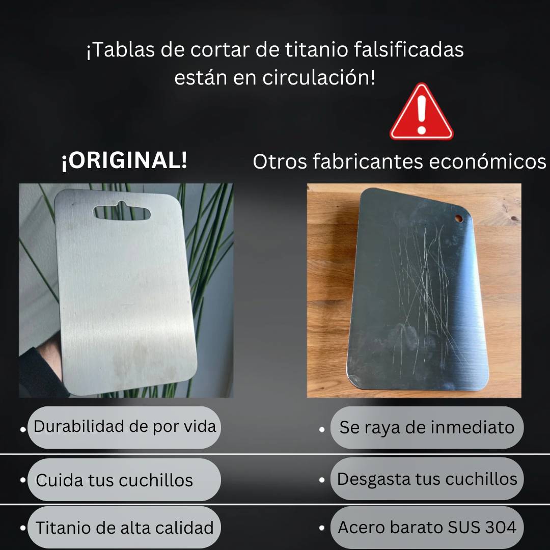 2 TABLA DE CORTAR TITANIO PURO + AFILADOR 🔪